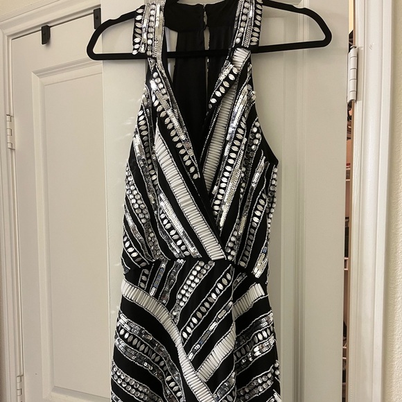 NWT black and silver beaded cocktail dress - Picture 1 of 4
